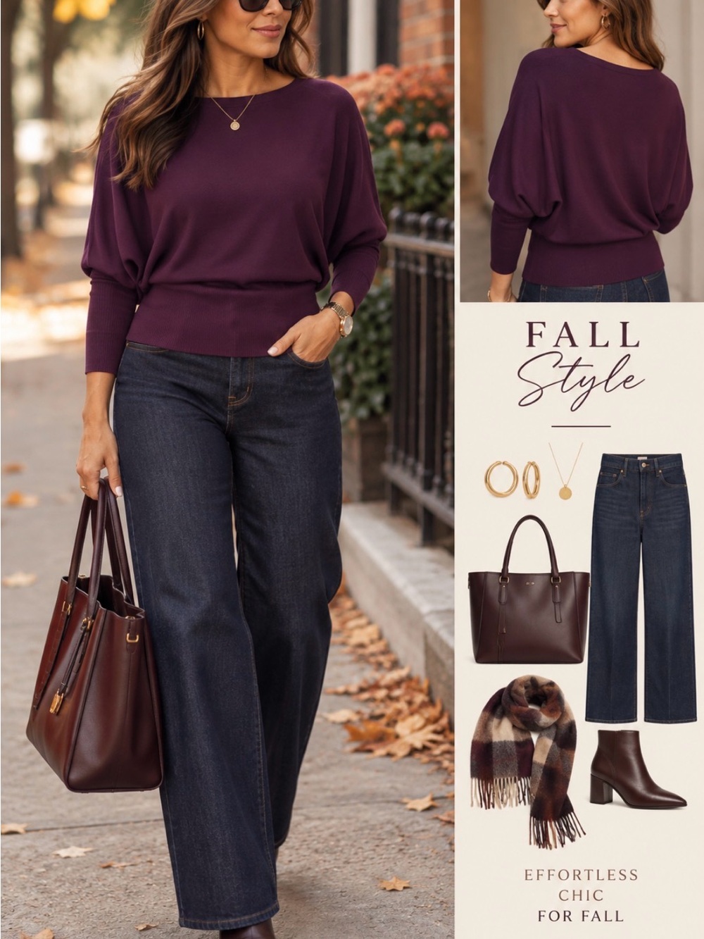 Nicole by Nicole Miller Plum Batwing Sweater Top